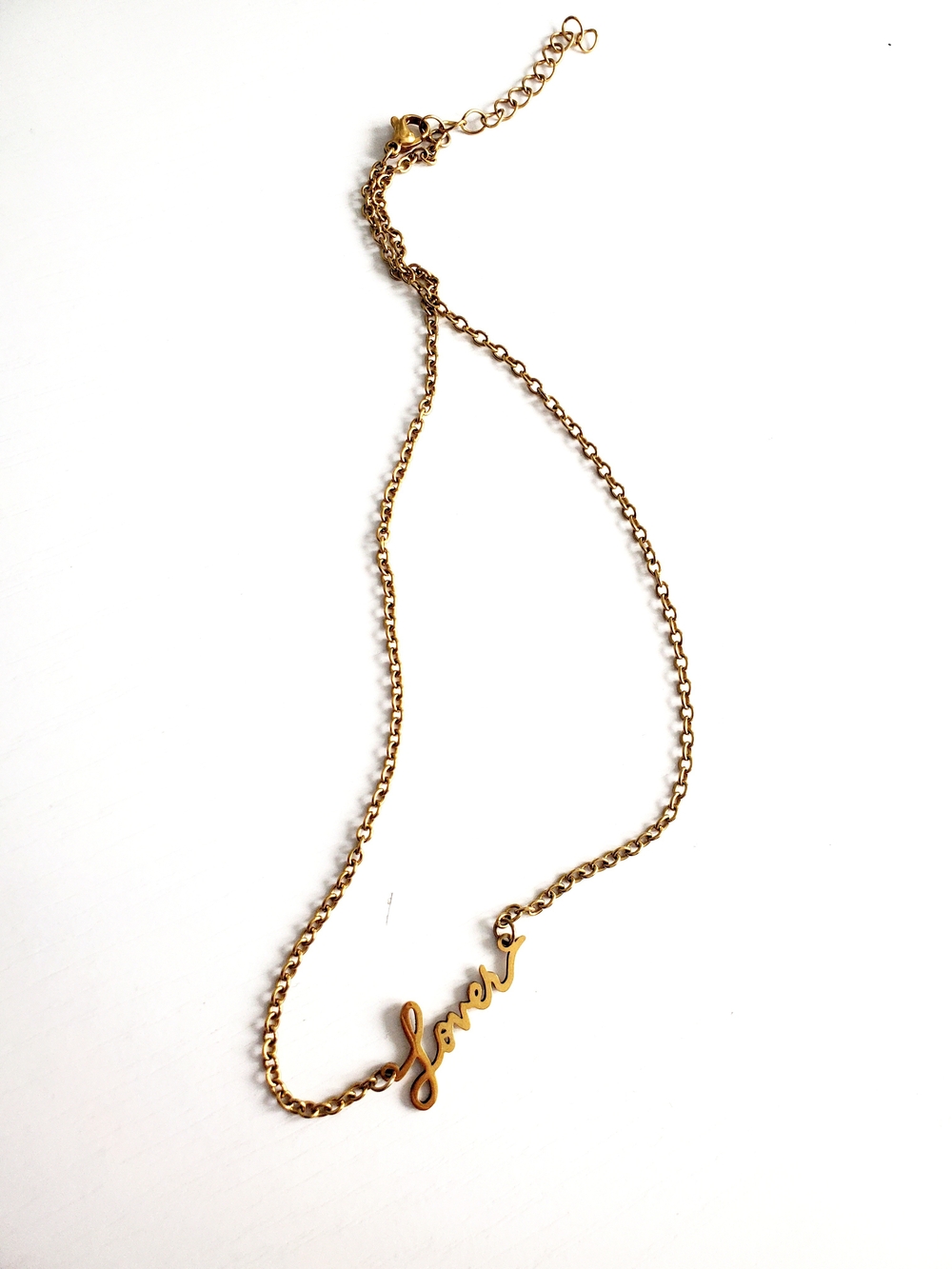 Gold 'Love' Script Necklace - Women's Jewelry